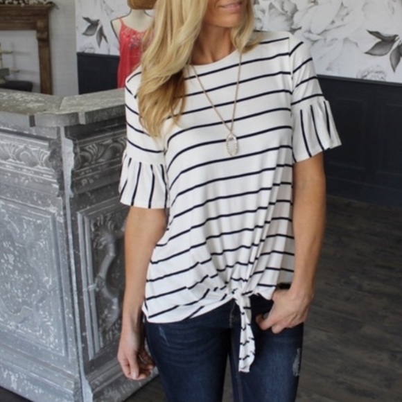 Infinity Raine Striped Ruffle Top - Picture 2 of 10